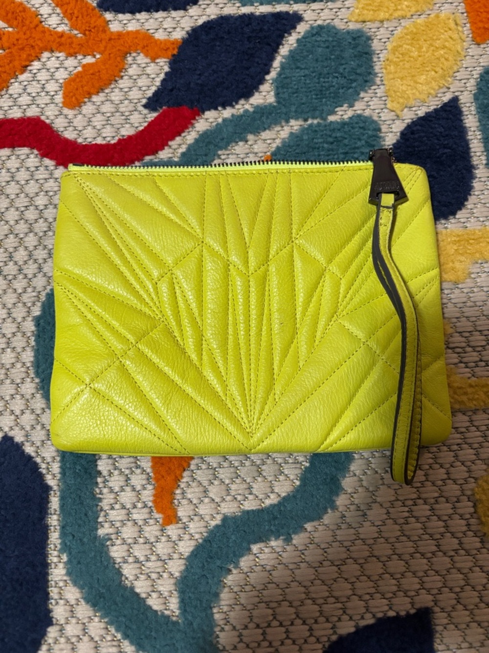 Aimee kestenberg it’s a love thing pouch wristlet. Yellow leather quilted